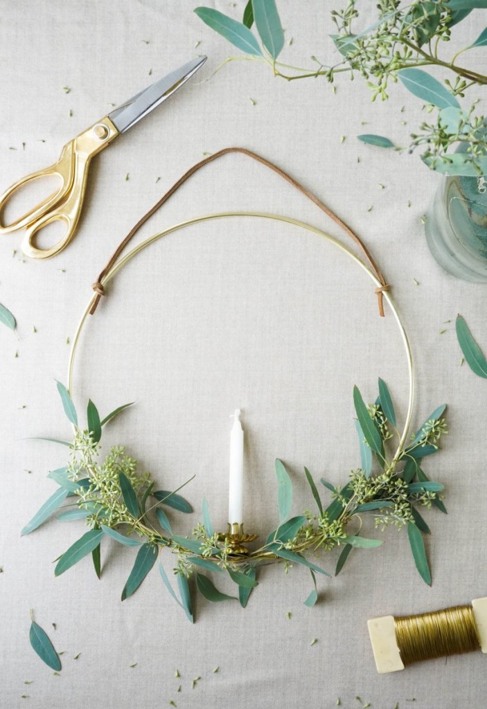 DIY Swedish Inspired Brass Ring And Candle Wreath