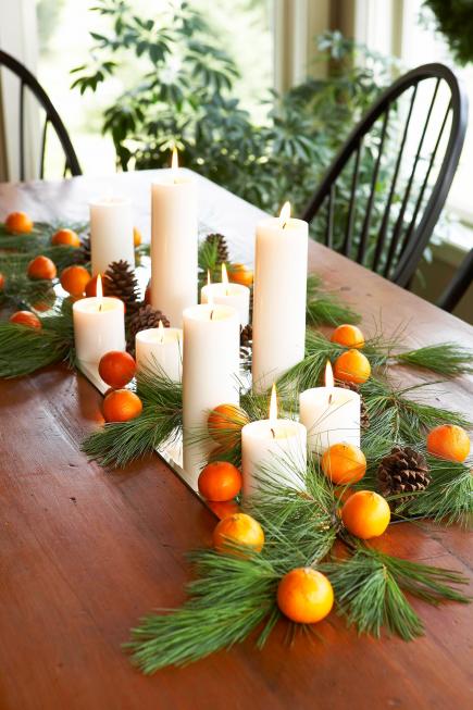 Christmas centerpiece ideas: fruit and candles