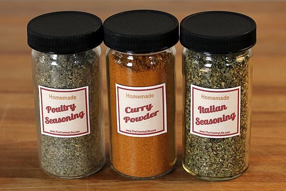 spice jars with stickers