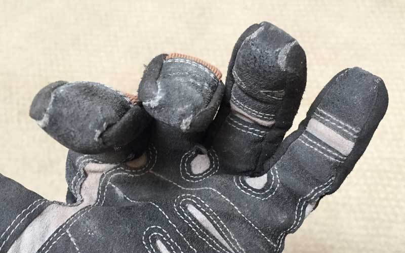 rolled fingertips on Duluth trading work gloves