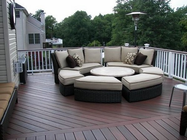 Plastic vs Composite decking vinyl decking systems modern deck outdoor lounge furniture