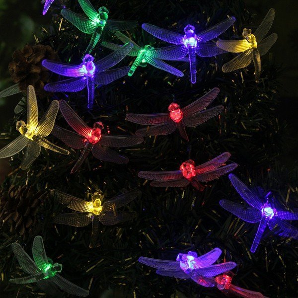 Solar LED string lights dragonfly outdoor garden party decor ideas