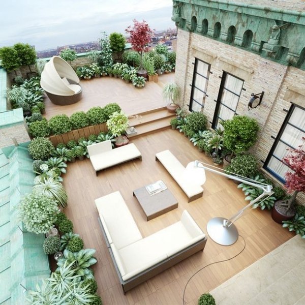 amazing rooftop garden ideas exotic plants modern lounge furniture