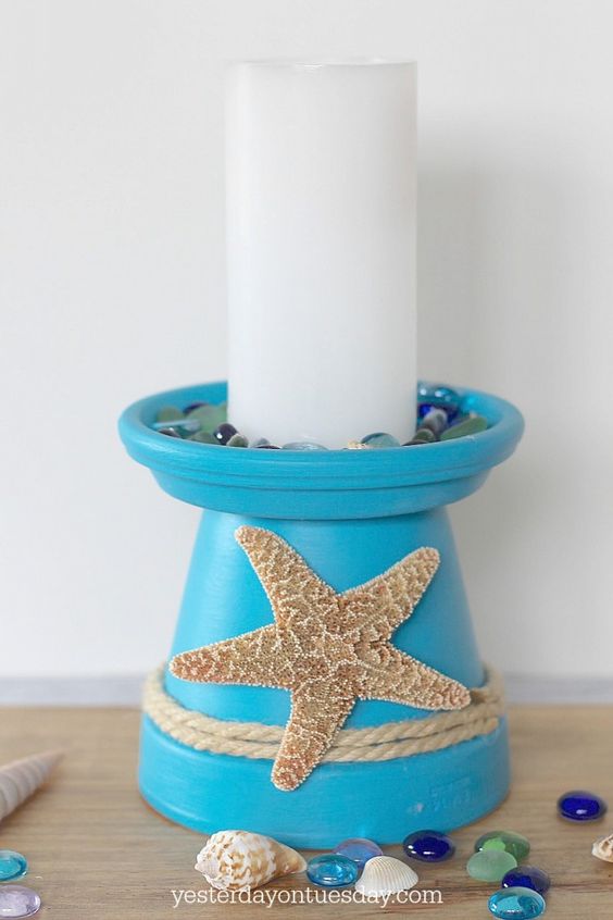 clay-pot-starfish-candle-holder