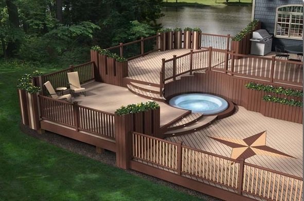 composite decks composite deck pros cons patio design ideas hot tub sundeck