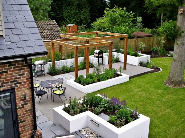 contemporary landscape ideas composite decking pergola modern patio design