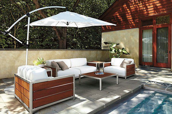 contemporary patio sun protection ideas off set umbrella square shape