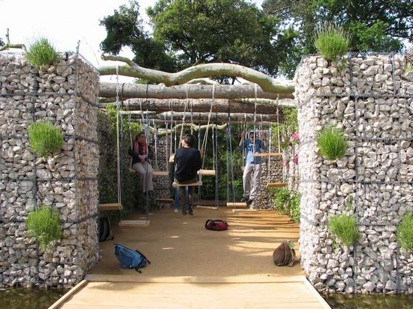 gabion wall design ideas kids playground garden decor