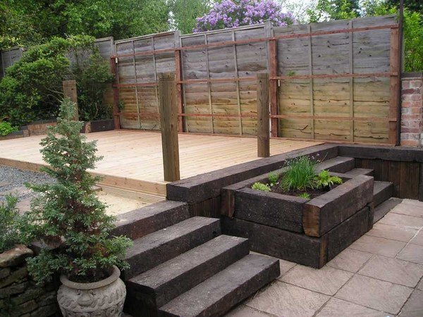 garden landscaping garden sleepers ideas retaining wall steps
