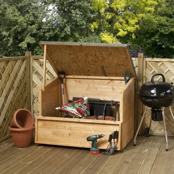 garden storage ideas balcony storage garden tools wooden chest cabinet