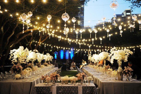 garden wedding party decorating ideas string lights festive decoration