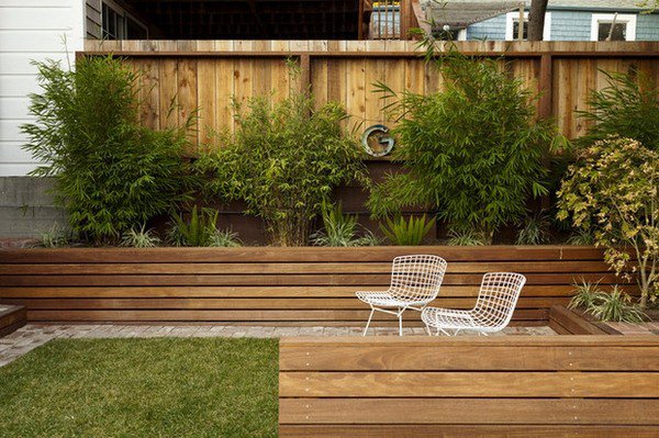 modern landscape patio ideas clumping bamboo garden