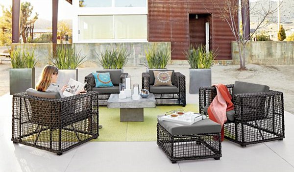 modern outdoor furniture rectangular garden containers patio design idea