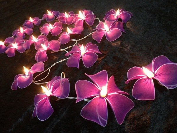 outdoor lighting purple flower string lights wedding party decorating ideas