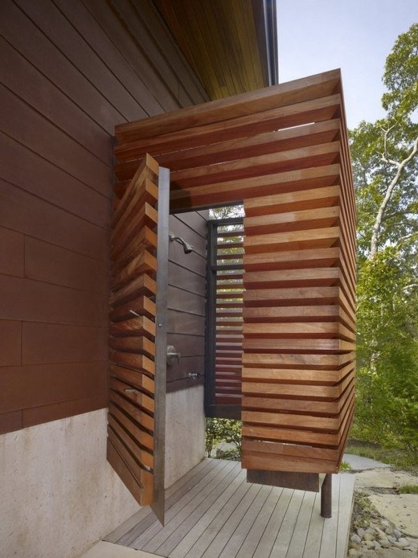 outdoor shower ideas wood deck privacy walls garden design ideas