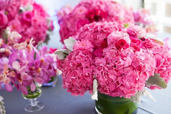 pink hydrangea wedding decoration ideas flower arrangement 