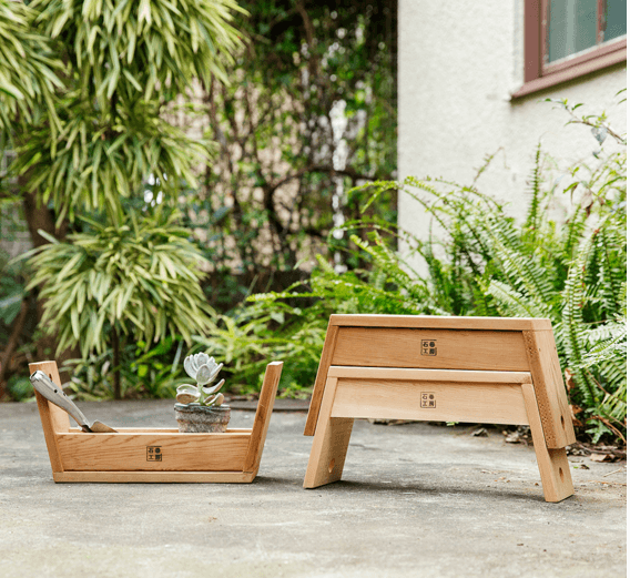 Red Cedar Wooden Stool And Storage For Outdoors