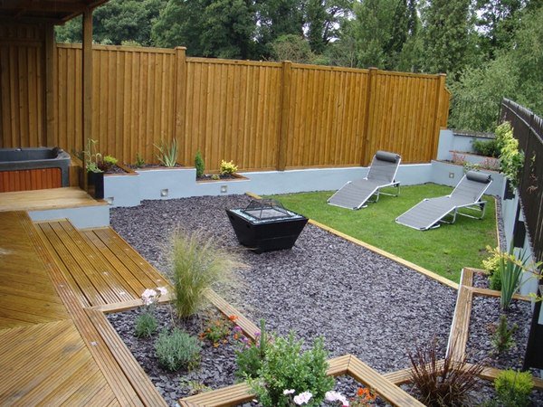 small garden designs deck ideas lawn firepit wooden fence