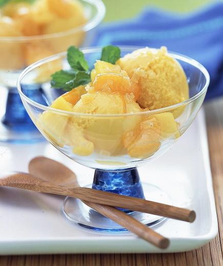 Quick and Easy Dessert Recipes—Ginger Fruit with Pineapple Sherbet