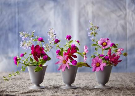 Three in a row flower arrangement