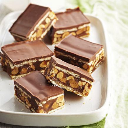 Salted Caramel, Chocolate and Peanut Cracker-Stack Bars