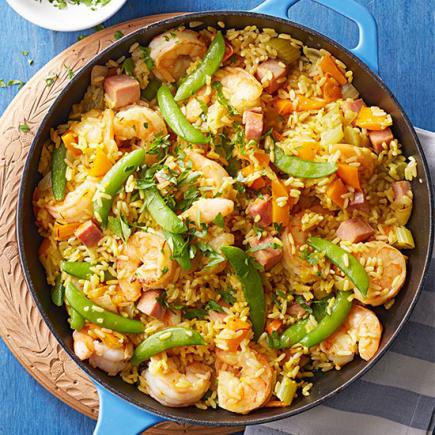 Paella-Style Rice with Ham and Shrimp