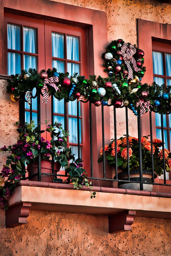 This was our first Disney trip during the Christmas season.  I really enjoyed seeing all the decorations around the parks.  I used Topaz Adjust on this balcony to bring out some of the color and texture.